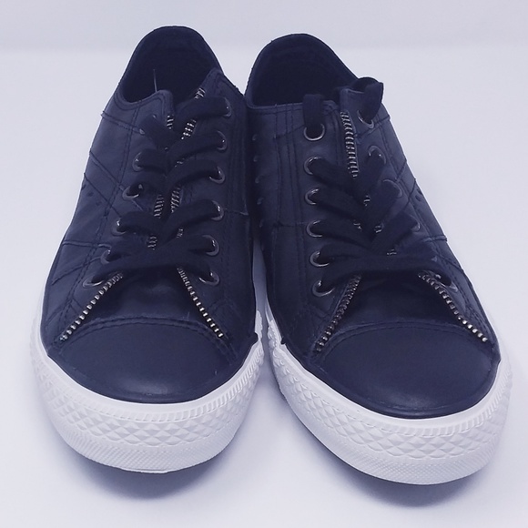 Converse John Varvatos Black Leather Unisex Low Tops (M7/W9) - Picture 1 of 9